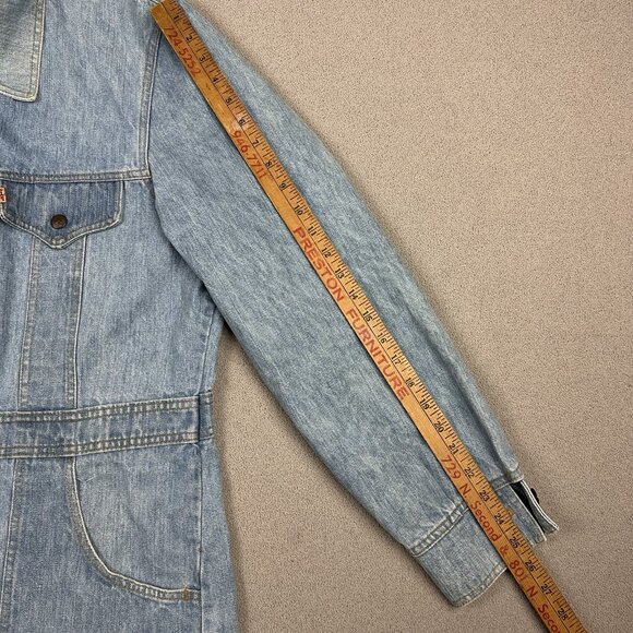 Vintage 70s Levi’s Split Tail Denim Chore Jacket Men’s XL Blue Orange Tab - Picture 7 of 10